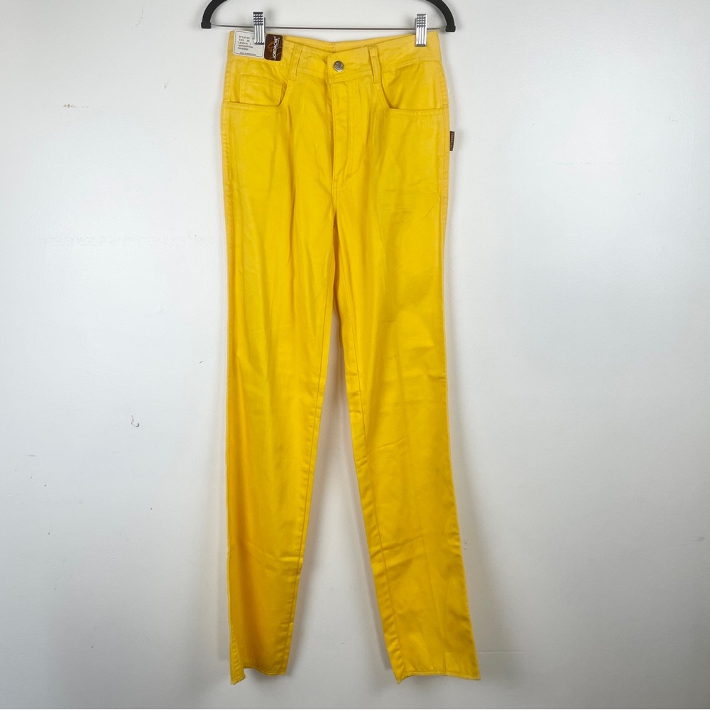 80s Vintage Deadstock Jordache Yellow Straight Leg Boot Cut Jeans Cotton Pants